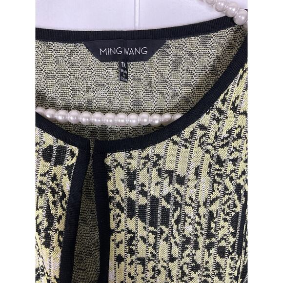 Ming Wang Womens Black and Yellow Open Front Knit Cardigan Size 1X - Picture 3 of 5